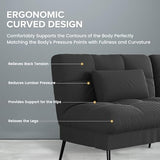 COMHOMA Convertible Sofa Bed, 68″Fabric Couch with Adjustable Backrest, Loveseat Recliner Sleeper Living Room Furniture futon Set, Black COMHOMA