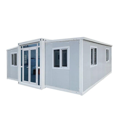 Generic WOAEN 2 Bedroom Foldable House to Live in with Bathroom Kitchen Wooden Flooring Outdoor Modern and Mobile Prefabricated Home - 40FT Container, Gray, DH2005032024