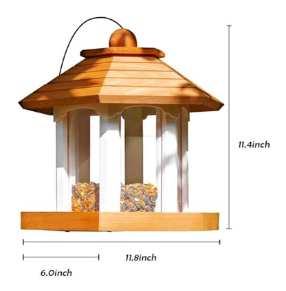 Cedar Alpha Delux Large Gazebo Hanging Bird Feeder for Outside- Rust Proof- Lifetime Durability - Large Compacity - Sunflower Seeds - All Birds Available (6 Lbs Capacity DIY Kit) - WoodArtSupply