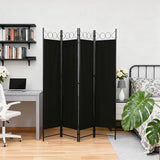 DUMOS 4 Panel Partition Room Divider, 6 Ft Tall Folding Privacy Screen, Freestanding Partition with Steel Frame, Easy Move & Storage, for Home, Office, Bedroom, Black DUMOS