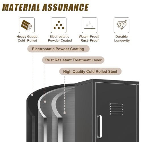 Black Metal Locker Cabinet, 35.4" H Home Office Storage Lockers, Vertical Steel Storage Cabinet with Locking Door and 2 Adjustable Shelves, Garage Tool File Cabinets for Home Office,Garage,Bathroom risuoge