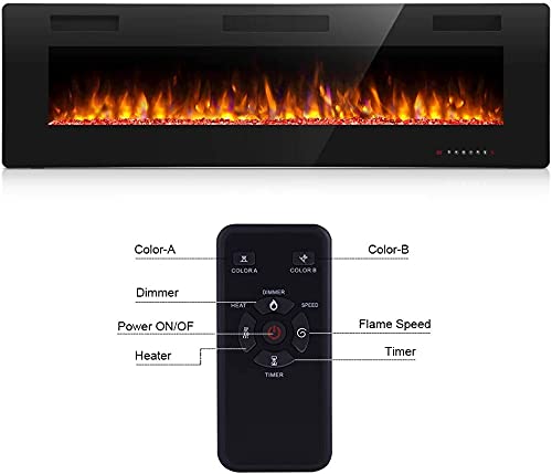 Antarctic Star 68 Inch Electric Fireplace in-Wall Recessed and Wall Mounted, Fireplace Heater and Linear Fireplace with Multicolor Flame, Timer, 750/1500W Control by Touch Panel & Remote…