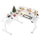 SANODESK L Shaped Standing Desk Adjustable Height, Electric Corner Standing Desk, 71 x 63 inch Sit Stand Computer Table with Splice Board, White SANODESK