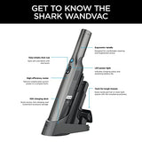 Shark WV201 WANDVAC Handheld Vacuum, Lightweight at 1.4 Pounds with Powerful Suction, Charging Dock, Single Touch Empty and Detachable Dust Cup,Graphite, Slate Shark