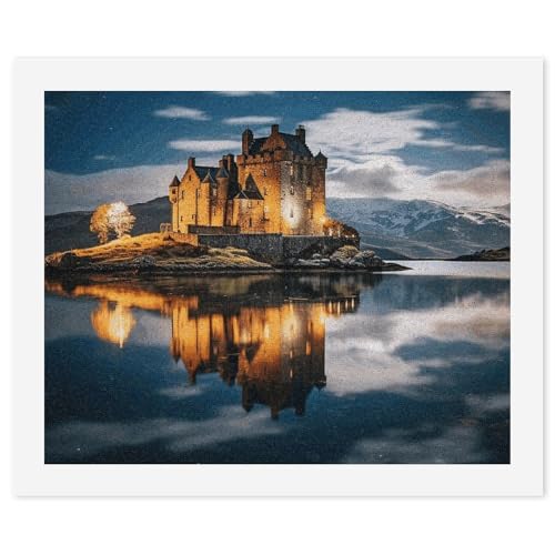 LKHDS A Castle by The Lake Paint by Numbers Kit for Adults Beginners, DIY Acrylic Painting Without Frame, Canvas Painting for Wall Art Home Decor Gift, 40x50cm LKHDS