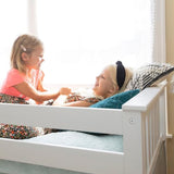 Max & Lily Low Loft Bed, Twin Bed Frame For Kids With Stairs, White Max & Lily