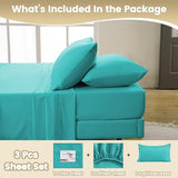 CozySmile Holtel Luxury Twin Size Sheet Set - 3 Piece Soft Microfiber Sheets for Twin Size Bed, 16" Deep Pocket Easy Care Wrinkle Free Cooling Bedding Sheet and Pillowcase Set, Turquoise CozySmile