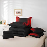 Feelyou Abstract Ombre Comforter Set with Sheets Kids Teens Red and Black 7 Piece Bedding Set Room Decor Twin Size Feelyou