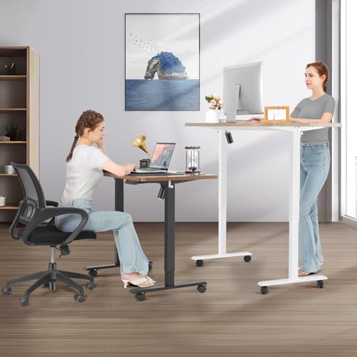 farexon Electric Standing Desk Legs, Adjustable Stand Up Desk Legs Dual-Beam Frame Workstation with Wheels, up to 71" x 32" Desktops, Ergonomic Table Base Workstation, Black Frame Only farexon