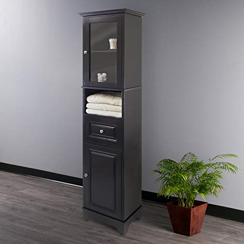 Winsome Wood Alps Tall Cabinet with Glass Door and Drawer - WoodArtSupply