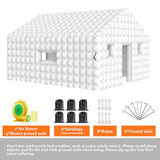 WUHUWOO Inflatable Nightclub 20x16.8x12 Ft, Large White Inflatable Party Club Tent for Adults Birthday Backyard Wedding Rental, 2 Doors and Logo Area WUHUWOO