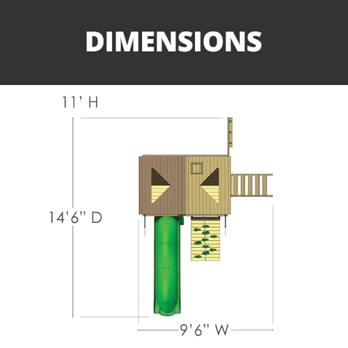 Gorilla Playsets 01-0061-AP Chateau Tower Wooden Play Tower with Wood Roof, Slide, and Climbing Wall, Brown Gorilla Playsets