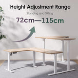 TIQLAB L Shaped Standing Desk Adjustable Height, Electric Corner Standing Desk, 63 x 55 inch Sit Stand Computer Table with Splice Board, Maple TIQLAB