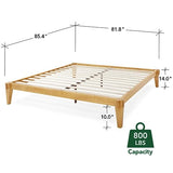 Bme Chalipa 14” King Platform Bed Frame - Modern Wood Design with Slat Support and Ample Storage Bme