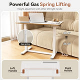 Liftsync Mobile Standing Desk, 35inch Small Rolling Table with Drawer, Height Adjustable Sit Stand Workstation, White Portable Laptop Cart with Hidden Wheels or Lockable Casters Liftsync