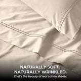 Mayil Manor 100% Natural Cotton Bed Sheets | 500 TC Single-Ply Sateen Weave Cal King Sheet Set | Soft & Hypoallergenic Solid 4-Piece Bedding with Deep Pocket Fitted, Flat, Pillowcase | Cream Beige Mayil Manor