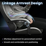 N-GEN GAMING Video Gaming Chair Office Computer Desk Use Ergonomic Reclining Backrest Adjustable Armrests Lumbar Support Footrest High Density Foam Breathable Fabric Heavy Duty Base (Black) N-GEN GAMING
