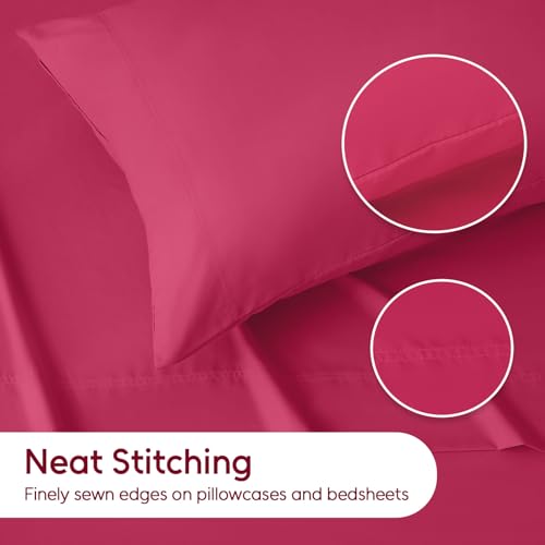 LONAVA Full Sheet Set 4 Pieces,Magenta Red Ultra Soft & Breathable Microbifer Sheets, 1600 Thread Count Hotel Luxury Oeko-Tex Bed Sheets, 14-16 Inch Deep Pocket Durable Wrinkle Free Sheets LONAVA