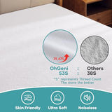 OhGeni Waterproof Mattress Protector, Queen Size Fitted Sheet with Deep Pocket, 6''-18'' Washable Hypoallergenic Mattresses Cover,Noiseless Soft Mattress Pad, Urine,Bedroom Essential,Pee & Dirt-Proof OhGeni