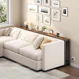 HOOBRO 39.4 Inch Narrow Console Table with Power Outlets, 5.9 Inch Sofa Table with Storage, Skinny Behind Couch Table, for Entryway Hallway, Small Spaces, Rustic Brown and Black BF52UXG01G1 HOOBRO