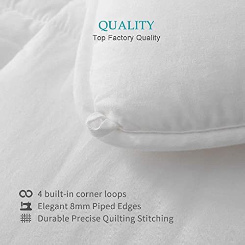 Oaken-Cat Lightweight Down Alternative Comforter Twin Size Duvet Insert- Ultra-Soft 100% Cotton Cover Breathable Microfiber Quilt, Cooling Thin Bed Comforter Insert for Warm/Hot Sleepers(68x90, White) Oaken-Cat