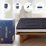 MAXYOYO Futon Mattress, Padded Japanese Floor Mattress Quilted Bed Mattress Topper, Extra Thick Folding Sleeping Pad Breathable Floor Lounger Guest Bed for Camping Couch, Black, Full Size MAXYOYO