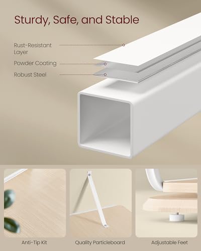 VASAGLE 4-Tier Rotating Corner Bookshelf with Bookends in Cloud White VASAGLE