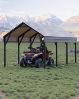GarveeLife 12x13 ft Metal Carport Shed, Reinforced Frame and Steel Roof for All-Weather Use, Permanent Shelter for Cars, Motorcycles, ATVs, or Boats GarveeLife