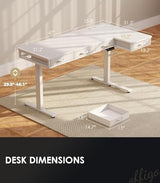 OffiGo 63 Inch L Shaped Electric Standing Desk with Drawers, Height Adjustable Large Desk with Power Outlets, Sit Stand Table, Writing Computer Desk for Home, Office, Workstation,White OffiGo