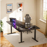ErGear L Shaped Standing Desk, 75" x 63" Electric Adjustable Height Sit Stand Desk, Ergonomic Large Computer Table, Left & Right Interchangeable Installation, Suitable for Home Office Use, Black ErGear