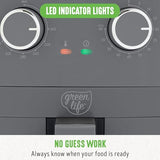 GreenLife 4.5QT Mechanical Air Fryer, PFAS-Free Ceramic Nonstick Crisper Drawer, Adjustable Temperature Timer Dial, LED Indicator, Holiday Gifting, Dishwasher Safe, Compact Kitchen Essential, Graphite GreenLife