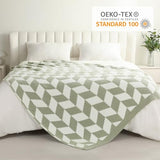 Snuggle Sac Sage Green Bedding Blankets Twin Size, Super Soft Warm Blankets Oversized Cozy Knit Fuzzy Blanket for Living Room, Chevron Green,60x80 inches Snuggle Sac