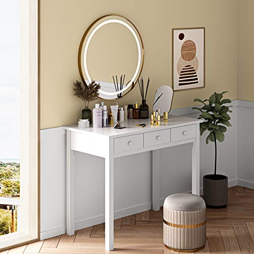 ADORNEVE Writing Desk with USB Port, Home Office Desk with Drawers and Hutch, 36.2" Study Table Computer Desk for Student/Adults, Computer Work Station with Storage Shelf, 7 Drawers, White ADORNEVE