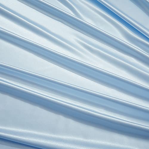 Counfeisly Satin Twin Flat Sheet, Luxury and Silky Soft Bed Top Sheet Only, Baby Blue Counfeisly
