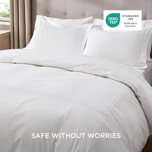 Bedsure Luxury Hotel Duvet Cover King Size, 100% White Cotton Rope Weave Bedding Set, Includes 1 Duvet Cover 104x90 Inches with Hidden Zipper & 2 Pillow Shams, Comforter Sold Separately Bedsure