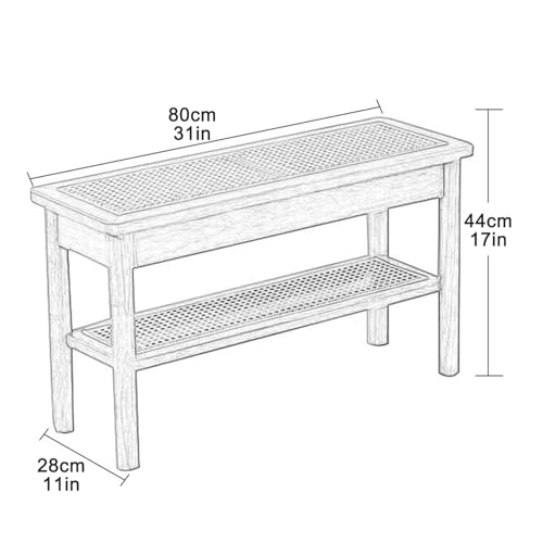 YLLSMGS Porch Bench Entryway Bench Wooden with Woven Rattan and Storage Shoe Rack for Living Room Hallway Entry Way Front Door(Yellow,80 * 44 * 28cm/31 * 17 * 11in) YLLSMGS
