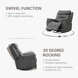 KISLOT Leather Recliner Chair, 360° Swivel Rocker Faux Leather Manual Recliner with Adjustable Backrest & Footrest Ergonomic Single Lounge Chair for Living Room, Bedroom, Home Theater