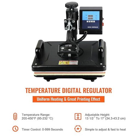 SHUOHAO Upgraded 15 in 1 Heat Press Machine for T-Shirts,Hats,Mugs,Pens &More 12x15 Inch Heat Press 360-Degree Rotation Swing Away Sublimation Machine Dual-Tube Tshirt Press Machine Digital Control SHUOHAO