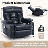 Comermax Rocker Recliner Chair with Heat and Massage, Wide Seat Heated Massaging Reclining Chair, Faux Leather Manual Swivel Rocking Recliners with Cup Holder, Black