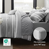 Bedsure Full Comforter Set 7 Pieces, Grey Striped Bedding Set for All Seasons, Reversible, Cationic Dyeing Bed in a Bag with Comforter, Sheets, Pillowcases & Shams Bedsure