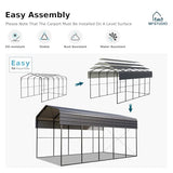 MFSTUDIO RV Carport 14x25 ft, Outdoor Heavy Duty Carports, Height 13 ft for Large RVs Metal Shed Canopy Shelters Garage Shelter Shade Car Ports with Galvanized Roof for Cars, Truck and Boats ﻿ MFSTUDIO