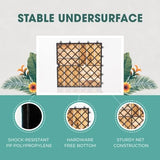 Idzo Interlocking Deck Tiles - 10PCS Waterproof Acacia Wood Patio Tiles, Floor Tiles for Balcony, Backyard, Indoor and Outdoor use - Decking Checker Pattern, 12 x 12 x 0.9 Inches, Golden Teak IDZO