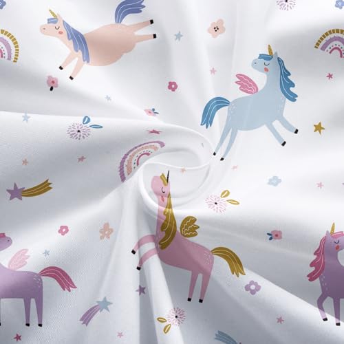 MUSOLEI Unicorn Fitted Sheet Set Full Unicorn Bedding Girls Rainbow Star Sheet Pink Flower Bedding Set Unicorns Girl Bed Sheets 1 Fitted Sheet with 2 Pillowcases Multi-Colour Full MUSOLEI