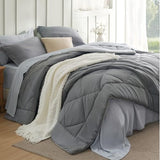 Bedsure Twin Comforter Set - 5 Pieces Reversible Grey Bedding, Twin Size Bed Set for All Seasons, Bed in a Bag with Down Alternative Comforter, Sheets, Pillowcase & Sham Bedsure