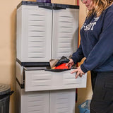 Sunnydaze Plastic Garage Storage Cabinet with 2 Adjustable Shelves - 57" H - Garage, Office, Home, Laundry Room - Gray Sunnydaze Decor