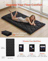 VEVOR 9-Layer Japanese Futon Mattress, 3.5" Thick Twin Tatami Mat, Foldable Roll Up Mattress for Sleeping with Storage Bag, Portable Floor Mattress for Camping Dormitory Yoga, Black VEVOR