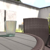 Outsunny 3 Pieces Rattan Wicker Bar Set with Ice Buckets, Patio Furniture with 1 Bar Table and 2 Bar Stools for Poolside, Backyard, Porches, Dark Brown Outsunny