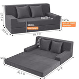 MeMoreCool Folding Futon Couch Queen – Boneless Corduroy Sofa Bed, Convertible Foam Floor Lounger with Pillow & Washable Cover, Foldable Sleeper for Living Room, Bedroom, Guest Space MeMoreCool