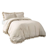 Lush Decor Reyna Ruffle Comforter Set, Full/Queen, Wheat, 3 Piece Cozy Bedding Set Lush Decor