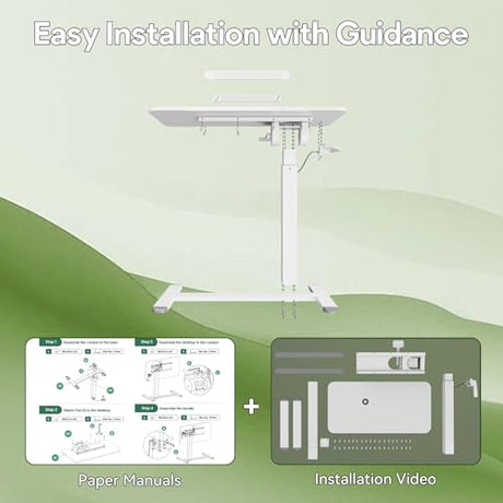 Gibbon Mounts Rolling Laptop Desk, 180° Tiltable Mobile Standing Desk Height Adjustable, Overbed Bedside Table, 32inch Portable Computer Desk with Lockable Wheels, Foldable Cart for Home Office, White Gibbon Mounts